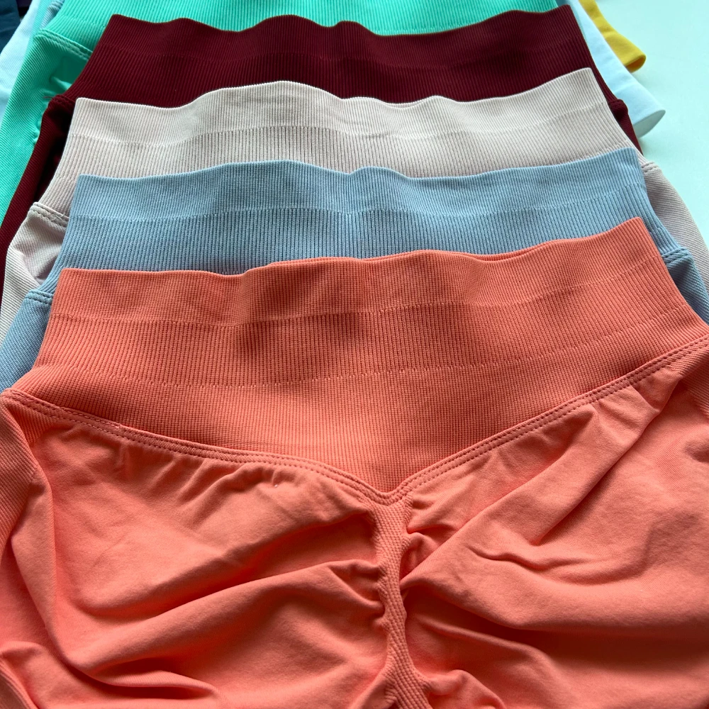 4.5" Low Ribbed Band Yoga Shorts Impact Seamless Tight Flex Scrunch Bum Workout Gym Shorts Booty High Stretch Running