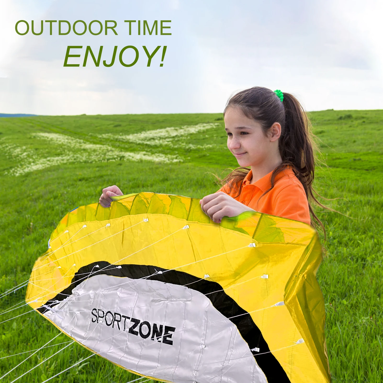 Beach Kite Parafoil Kite 2.5m Dual Line Parafoil Kite Flying Tools Power Braid Sailing Kitesurf Rainbow Sports Beach