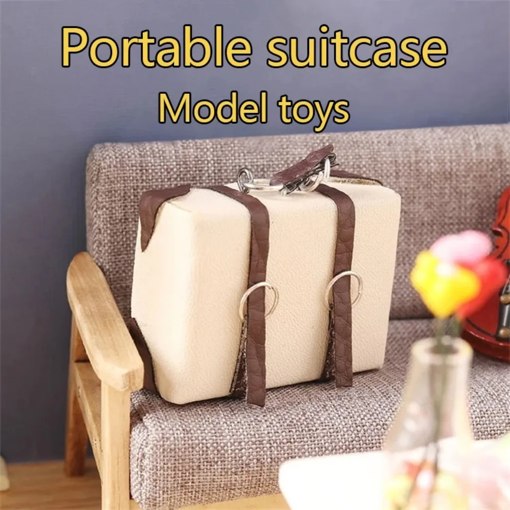 Dollhouse Furniture Doll Leather Luggage Miniature Suitcase Model Dollhouse Mini Suitcase Leather Portable
