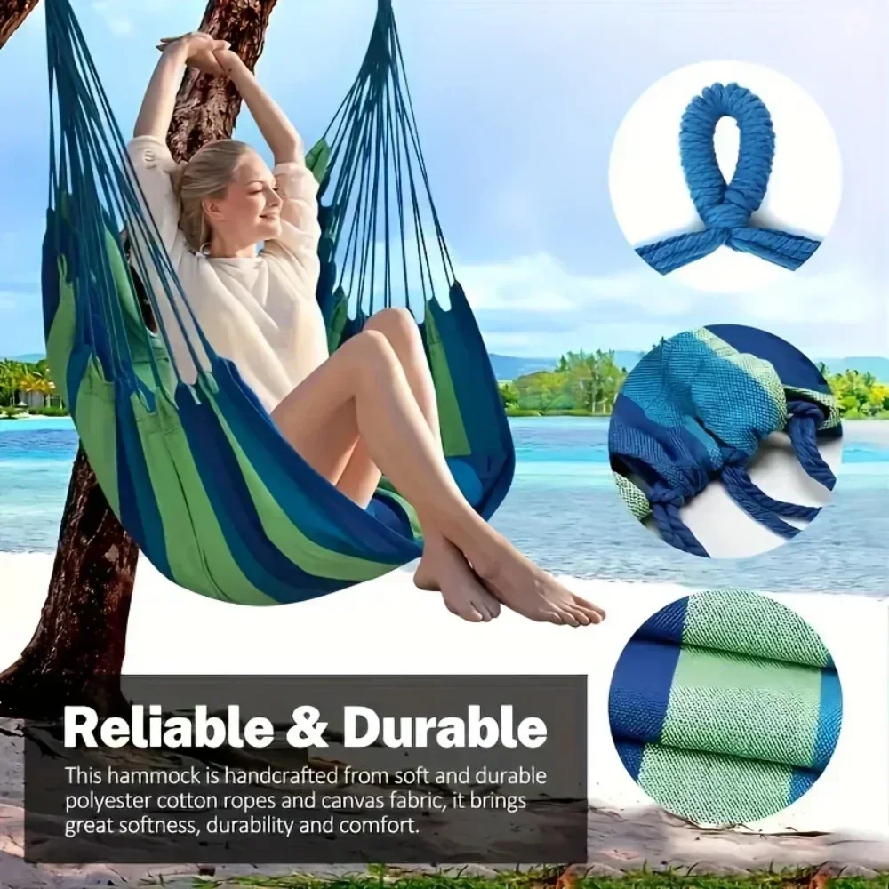 1pc Folding portable outdoor canvas hammock camping swing hammock with tree rope is perfect for gardens terraces backyards