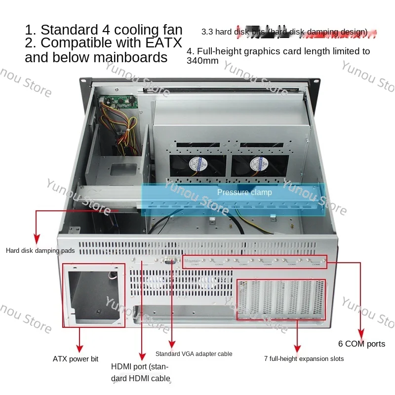 

5u Industrial Control Cabinet, with Touch Screen Integrated, Eatx Motherboard IP Broadcast Computer Host Workstation Server