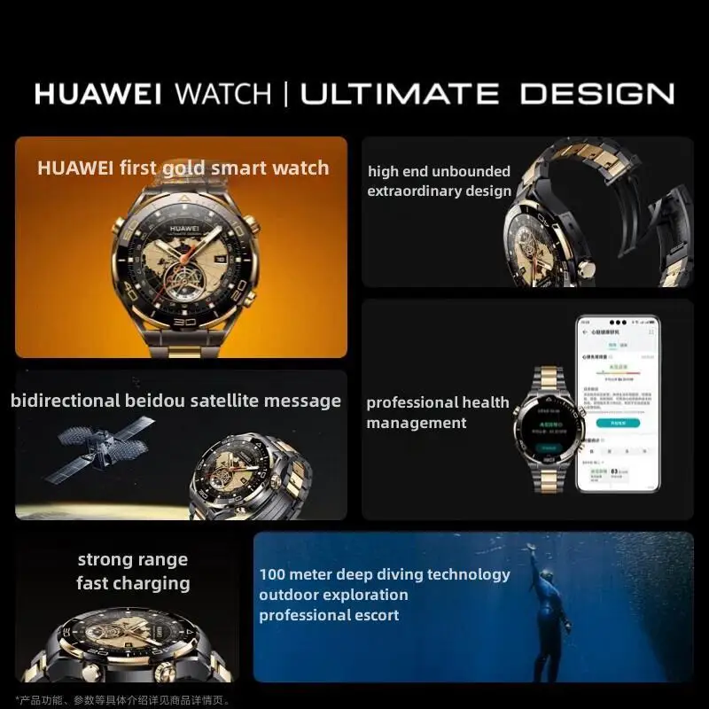 Pre-sale HUAWEI WATCH ULTIMATE DESIGN ECG Electrocardiogram Analysis Bidirectional Beidou Satellite First Golden Smart Watch