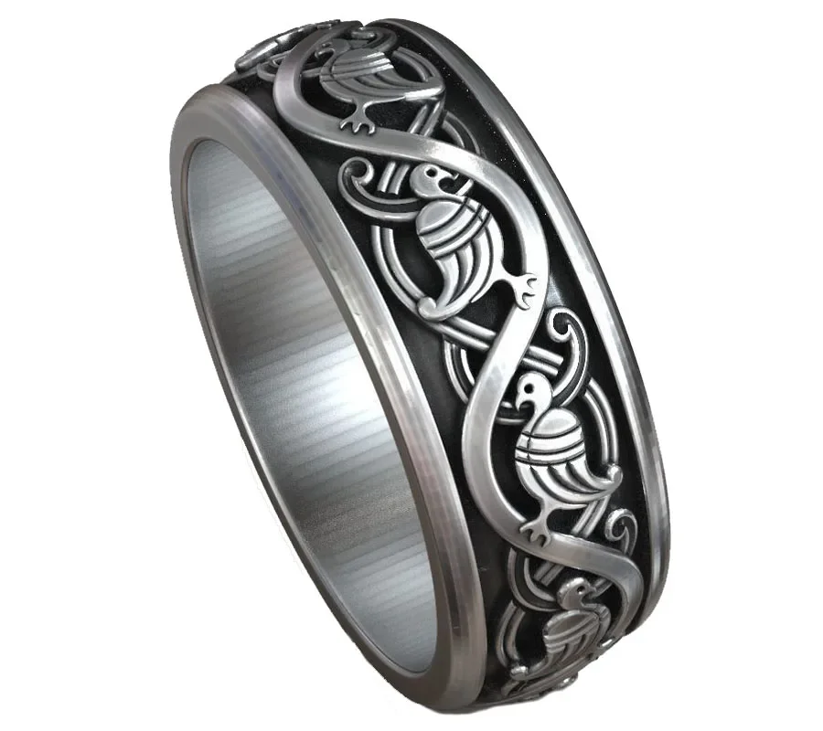 8g Slavic Scandinavian Bird Wedding Band Women Rings  Customized 925 Solid Sterling Silver Rings Many Sizes 6-13