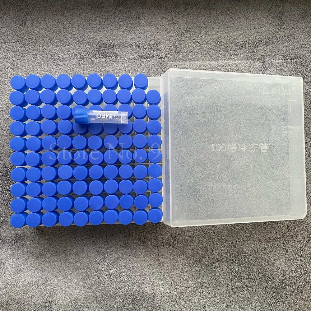 100pieces plastic 1.8ml freezing tube + one piece 100 vents plastic Freezing tube storage box with number