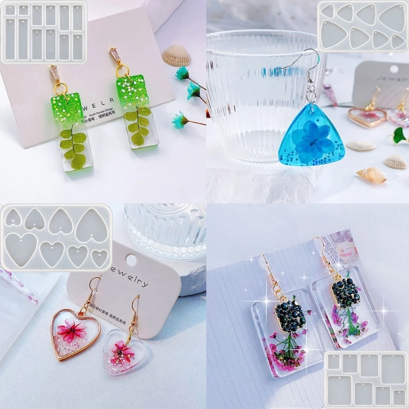 

DIY Silicone Mold Crystal Earrings Pendant Silicone Mold Decorative Epoxy Mold DIY Tools for Girls Women Craft Lover Dropship