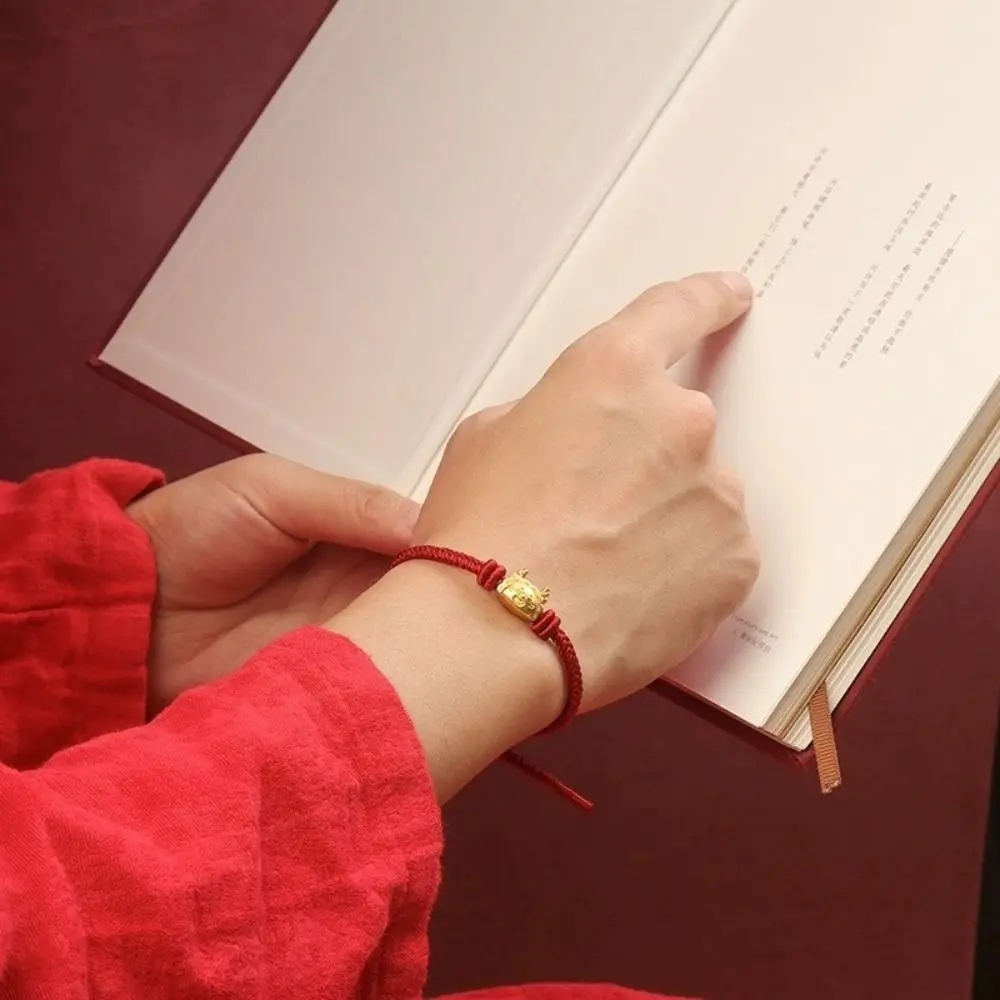 2024 Dragon Year Bracciale Golden Zodiac Dumpling Dragon Lucky Dragon Gnocco Al Vapore Red Rope Attira Il Braccialetto Della Fortuna