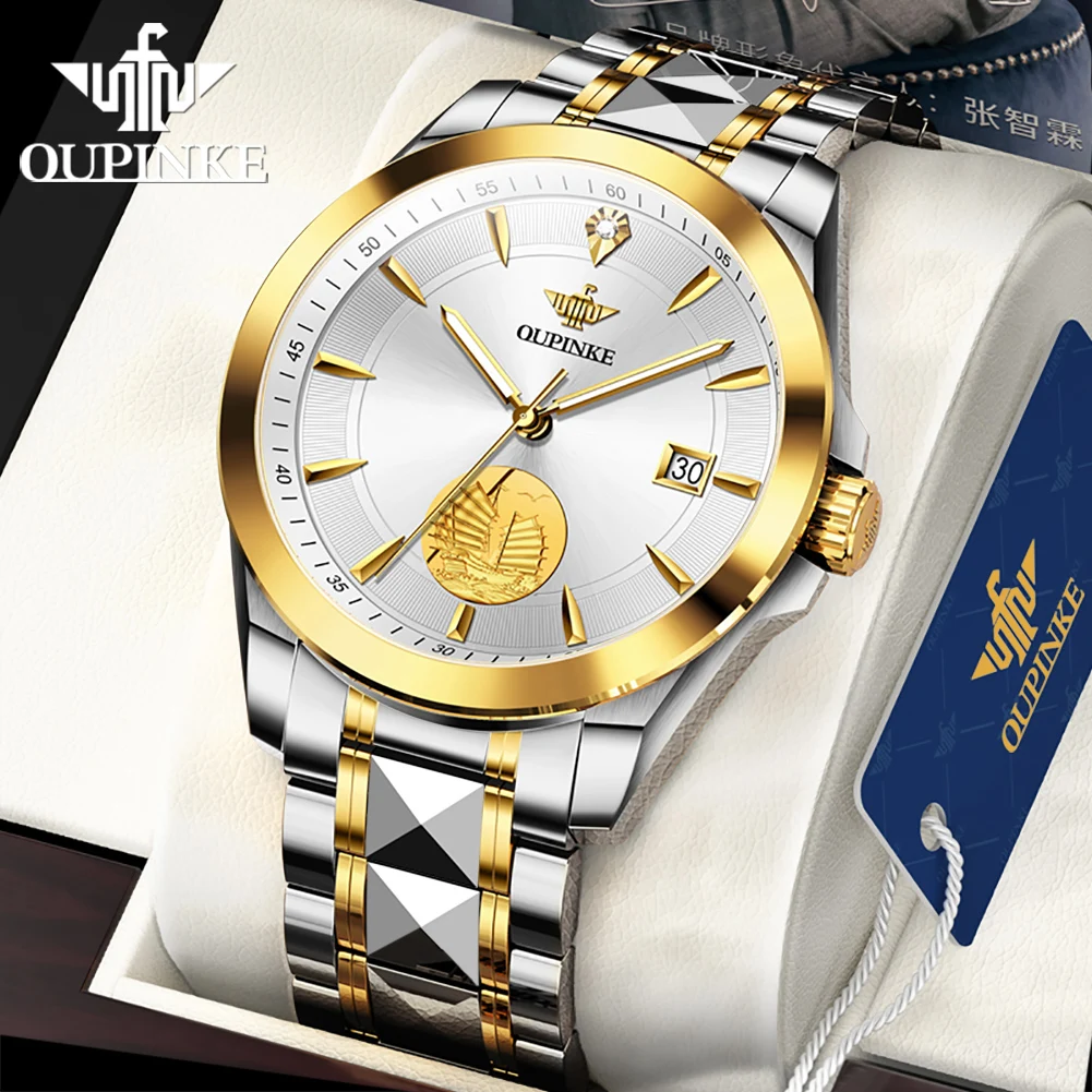 

OUPINKE Men Luminous Waterproof Swiss Automatic Mechanical Watch Men Luxury Top Brand Diamond Sapphire Mirror Wristwatch