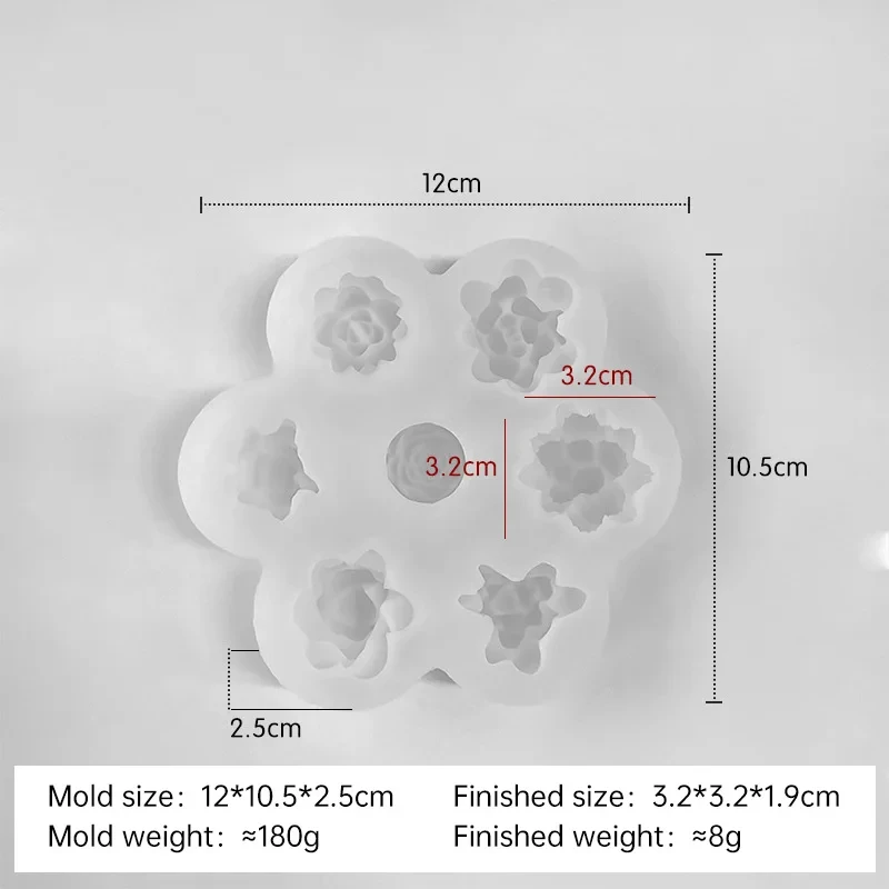 7in1 Succulent Cactus Silicone Candles Mold Handmade Soap Plaster Decorations Succulent Molds