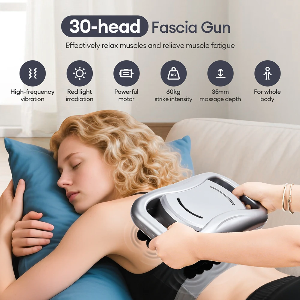 30-Head Fascia Gun High-Frequency Vibration Body Massage Gun Back and Waist Massager Massager Neck Shoulder Massager Masajeador