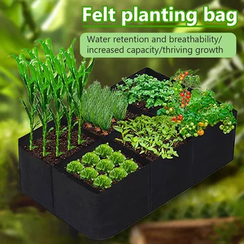6 Grids Garden Raised Planting Bed Fabric Raised Garden Bed Square Felt Garden Flower Grow Bag Vegetable Planter Pot