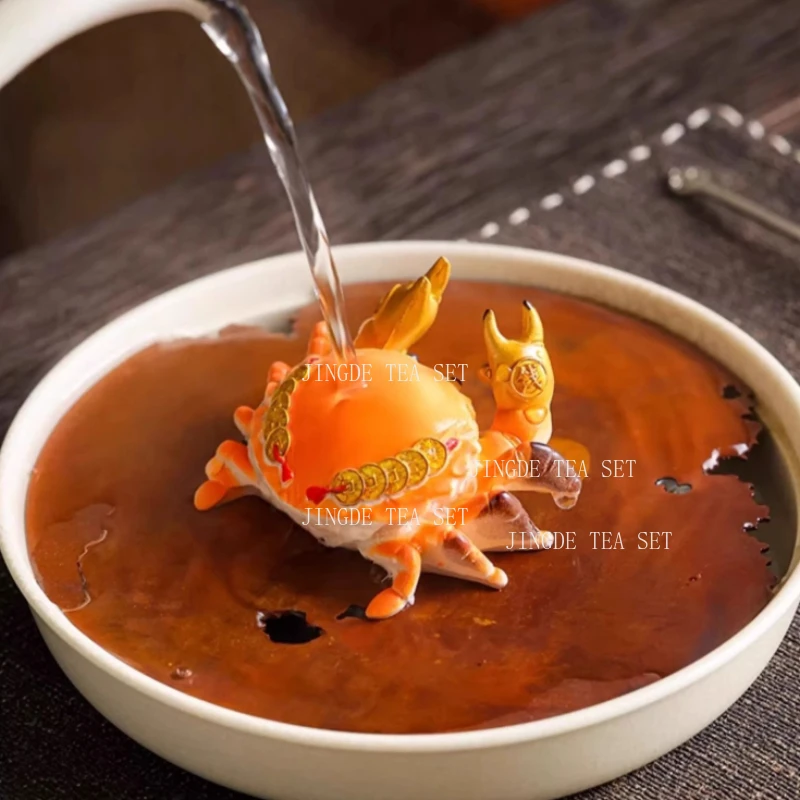 1pcs Crab Color Changing Tea Pet Nourishing Resin Cute Tea Play Home Chinese Tea Ceremony Accessories Desktop Decoration