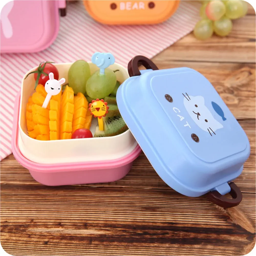 Children's Mini Cute Cartoon Food Storage Box School Portable Lunch Box Plastic Food Grade Student Gift Small Camping Cook Set