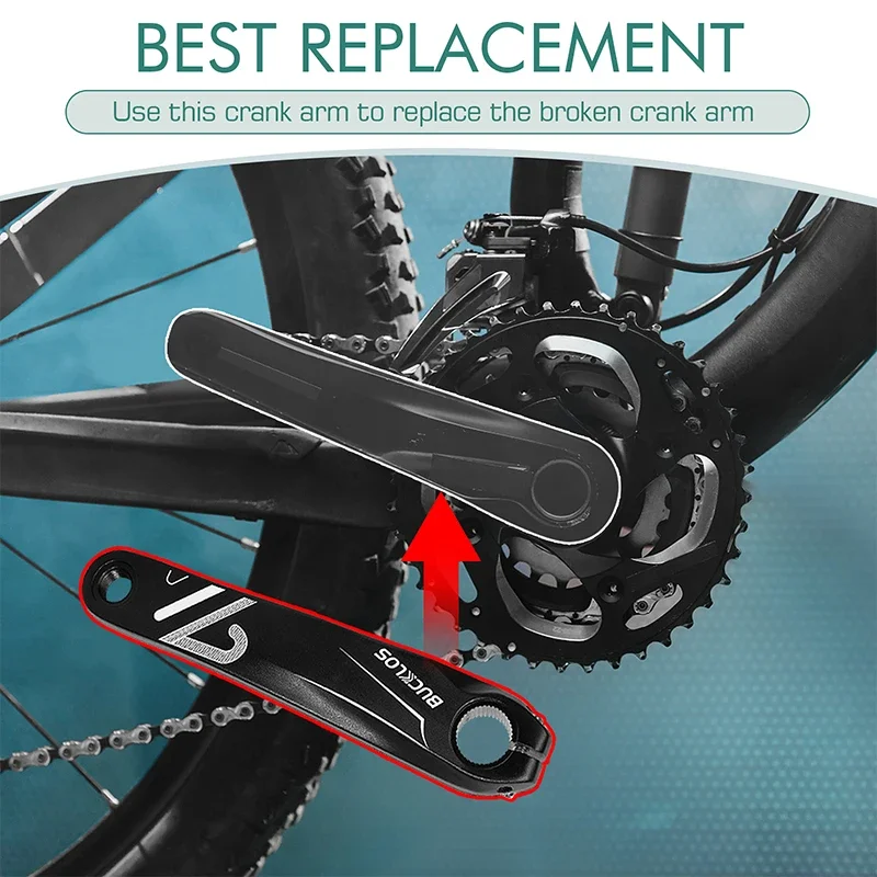 BUCKLOS Bicycle Left Crank Arm Aluminum Alloy Bike Single Crankarm 152MM 170MM E-Bike Cranks Square Hole Dynamic Bike Cranks 6