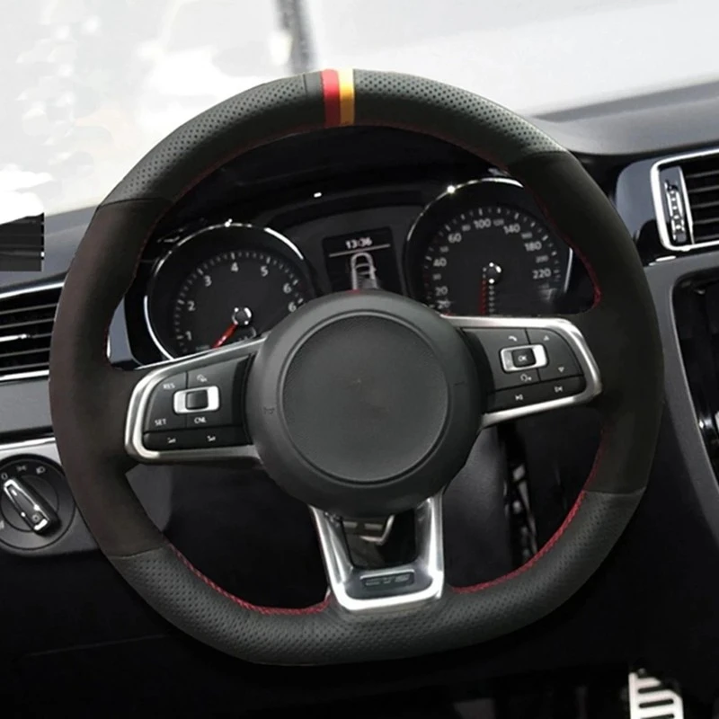 

Car Steering Wheel Cover Customized Original Steering Wheel Braid For Volkswagen Golf 7 GTI Golf R MK7 Polo Scirocco 2015 2016