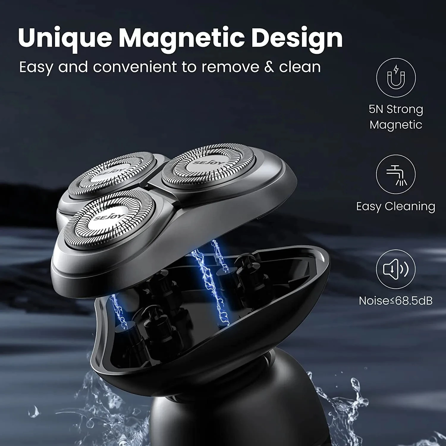 Sejoy Electric Shaver Razor For Men Rotary Wet Dry Rechargeable Cordless  High Quality 3D Floating Cutter Head 3