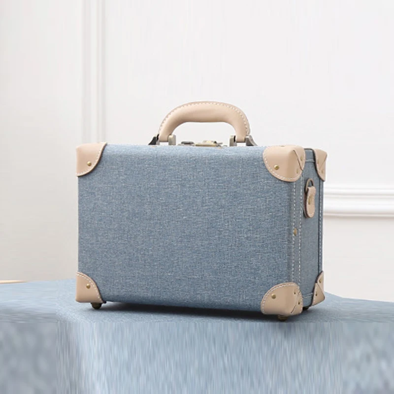 

2022 New Retro white pink blue Travel Bag Rolling Luggage sets,13 inch Women Trolley Suitcases vs handbag with Wheel