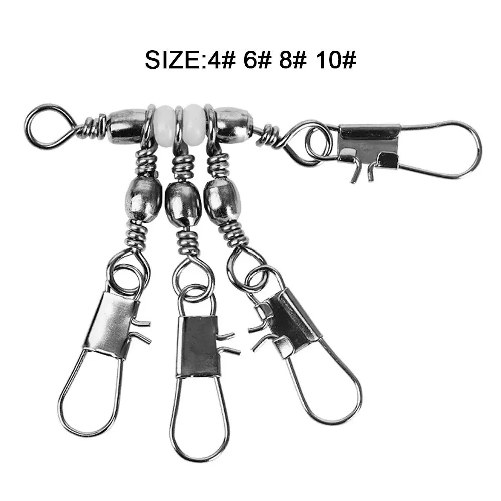3-Way Fishing Snap Connector with Pin Solid Ring Stainless Steel Rolling Swivel Durable Bearing Barrel Heavy Duty Ball fishing line connectors fishing swivels fishing tools fishing accessories fishing tool fishing tackle
