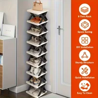 Étagère à chaussures verticale à 6/9 niveaux, porte-chaussures. Gain de place pour les entrées, facile à assembler, rangement pour l'organisation de la maison 6