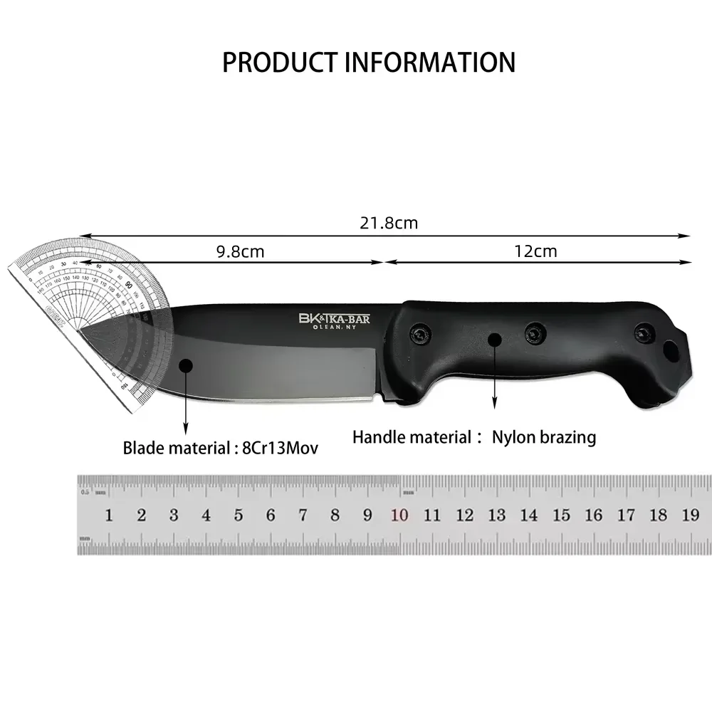 Black Kabar Becker Campanion BK2 Black Coated Blade Nylon Handle Hunting Tactical Outdoor Self Defense Military Knives 6