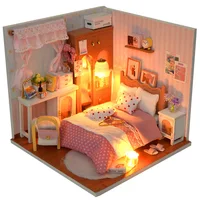 Maison de poupée en bois DIY, mini chambre, cuisine, boulangerie, modèle à assembler, jouets, kit de meubles miniatures, cadeau de Noël pour enfants et adultes, Casa 5