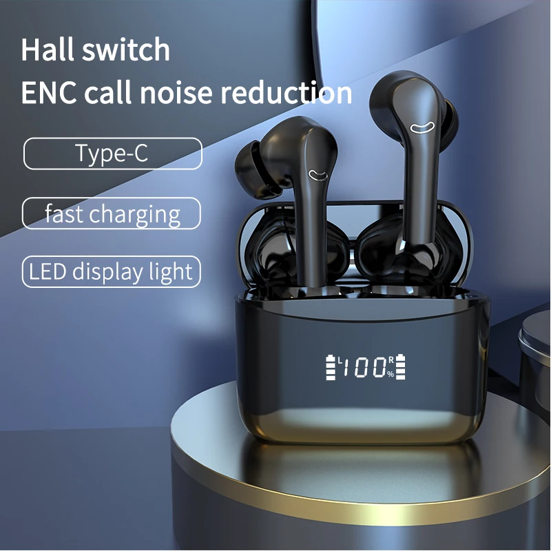 

J5pro Wireless Bluetooth Headphones ANC ENC Double Noise Cancelling Earbuds LED Display TWS Headset For iPhone Xiaomi Earphone