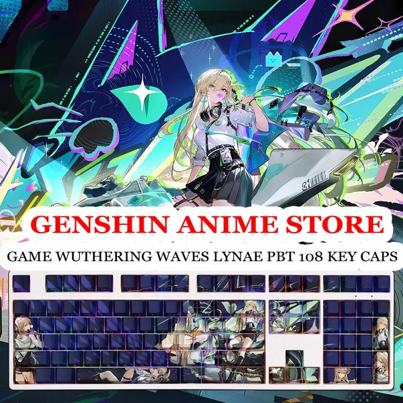 Spiel Wuthering Waves Lynae PBT 108-Tastenkappen Cosplay-Requisiten Thermosublimation Mechanisches Thema Tastenkappe Tastaturzubehör – Detail 1