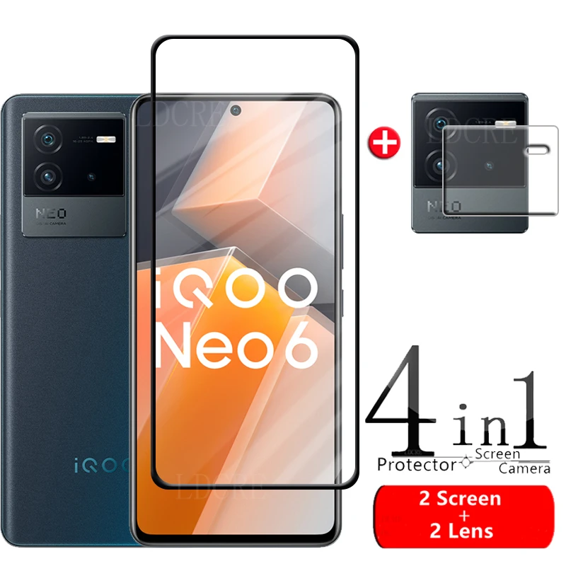 

4-in-1 For iQOO Neo 6 Glass For Vivo iQOO Neo 6 SE Tempered Glass 9H Full Protective Screen Protector For iQOO Neo 6 Lens Glass