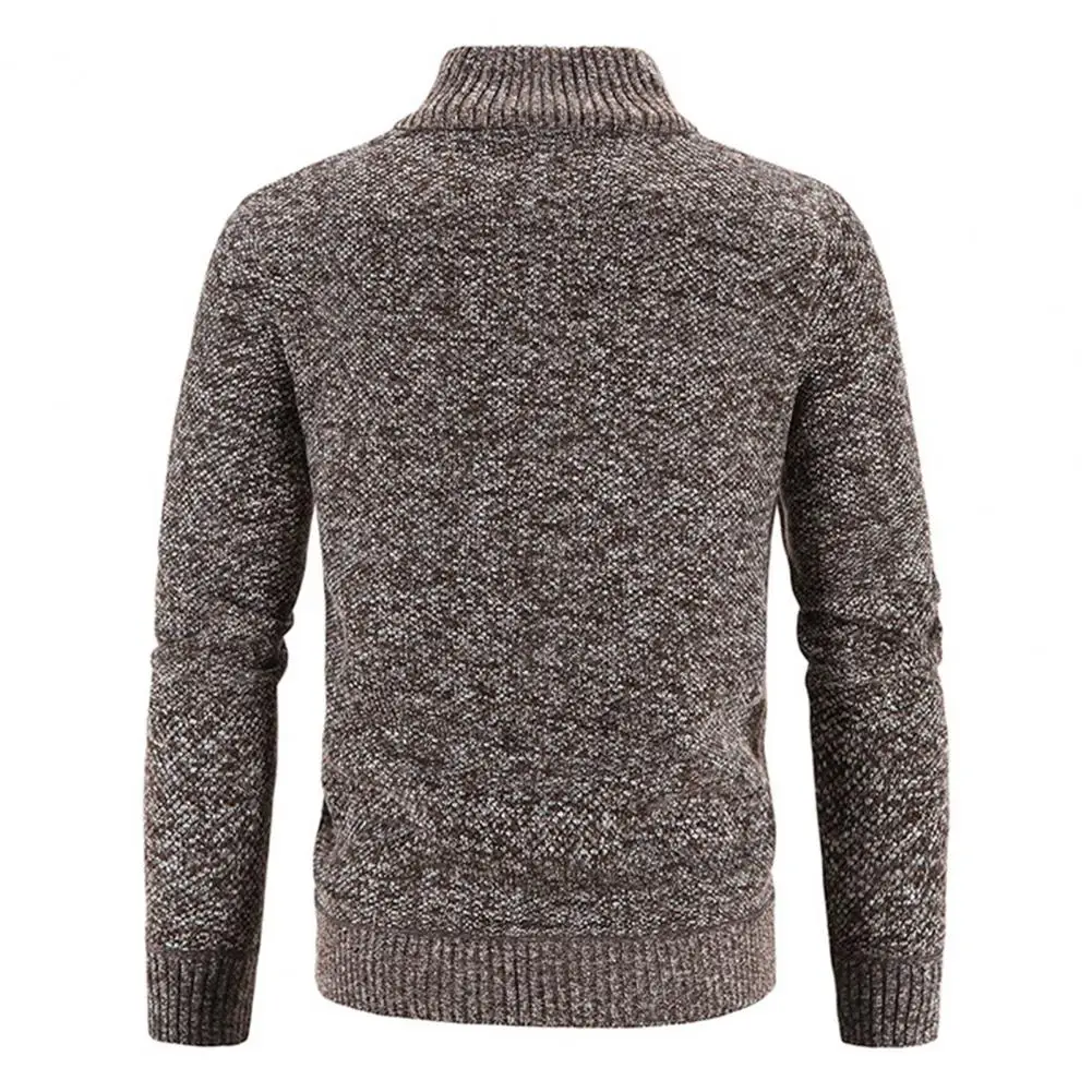 

Knitted Sweater for Men Stylish Men's Full Zip Knitted Cardigan with Pockets Solid Color Long Sleeve Sweater for Casual Workout