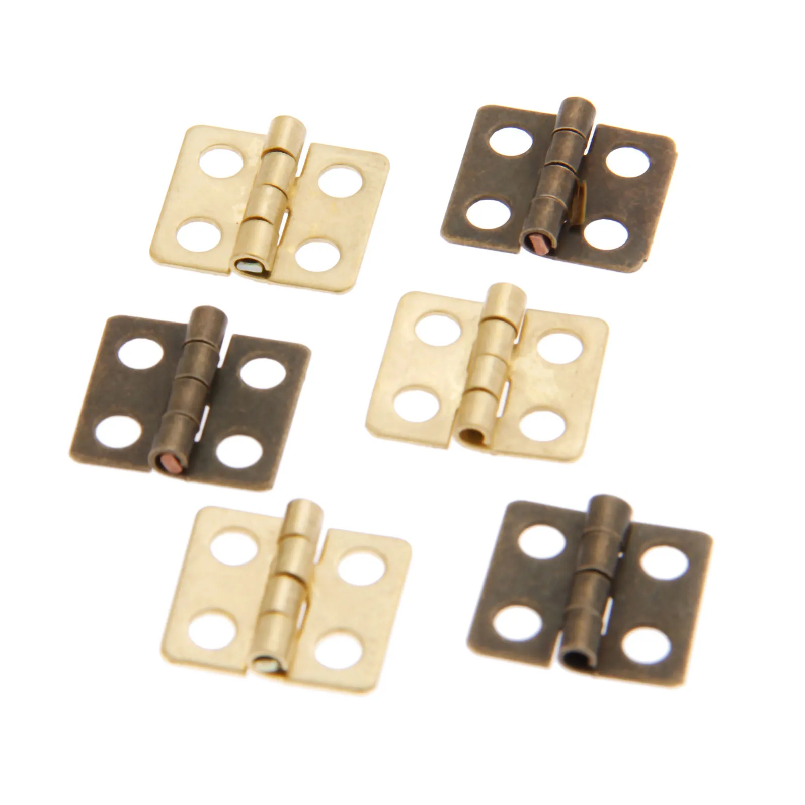 40Pcs 13*12mm Mini Cabinet Drawer Door Butt Hinges Antique 4 Holes Jewelry Boxes Decorative Hinges for Furniture Hardware DRELD