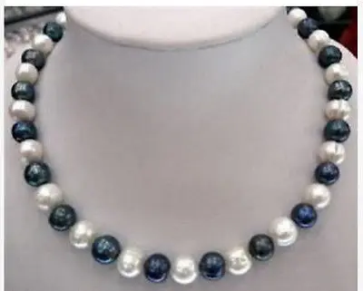 

New 8-9mm Natural Black & White Akoya Cultured Pearl Fashion Jewelry Necklace