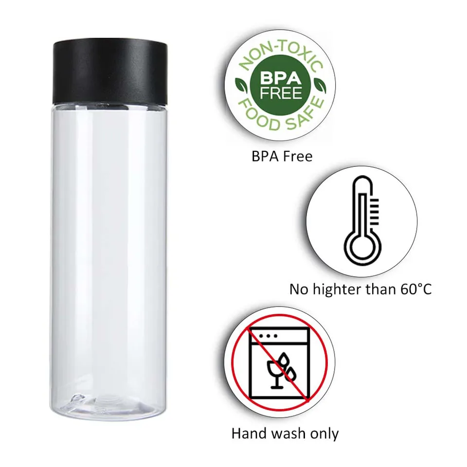 4 Bottiglie Di Succo In Plastica PET Da 170 Ml Con Tappi Neri - Senza BPA, Contenitori Riutilizzabili Per Succhi, Frullati, Latte, Condimenti - 10,9 X 5,3 Cm - 2
