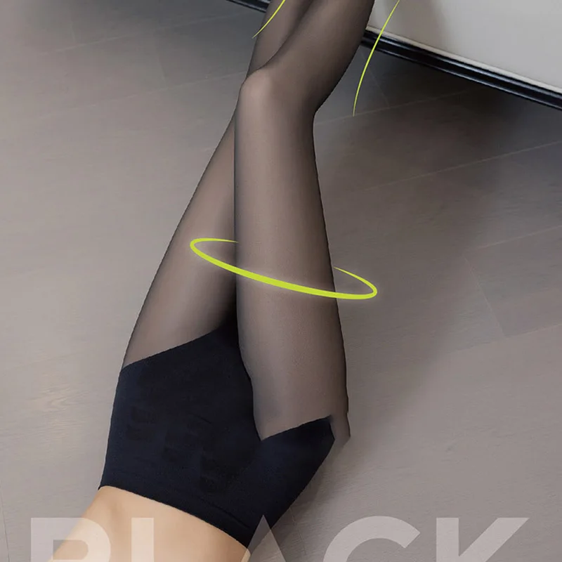 2024 New Spring And Autumn Thin Bottom Silk Socks Casual Women's High Elasticity Simple Transparent Skin Naked Silk Socks Black
