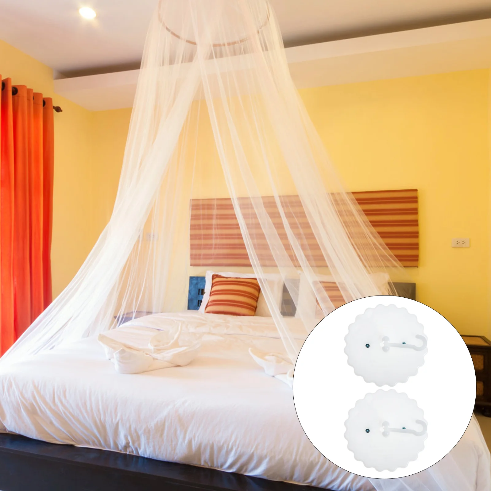 

2 Sets Suction Cup Hooks Ceiling Mosquito Net for Princess Baby Holder Support White Crib Dome