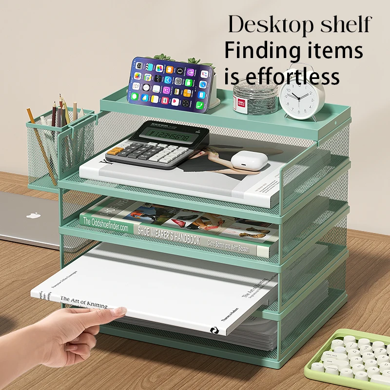 Letter tray with handle mesh desktop file organizer paper tray desktop organizer for school office home metal mesh