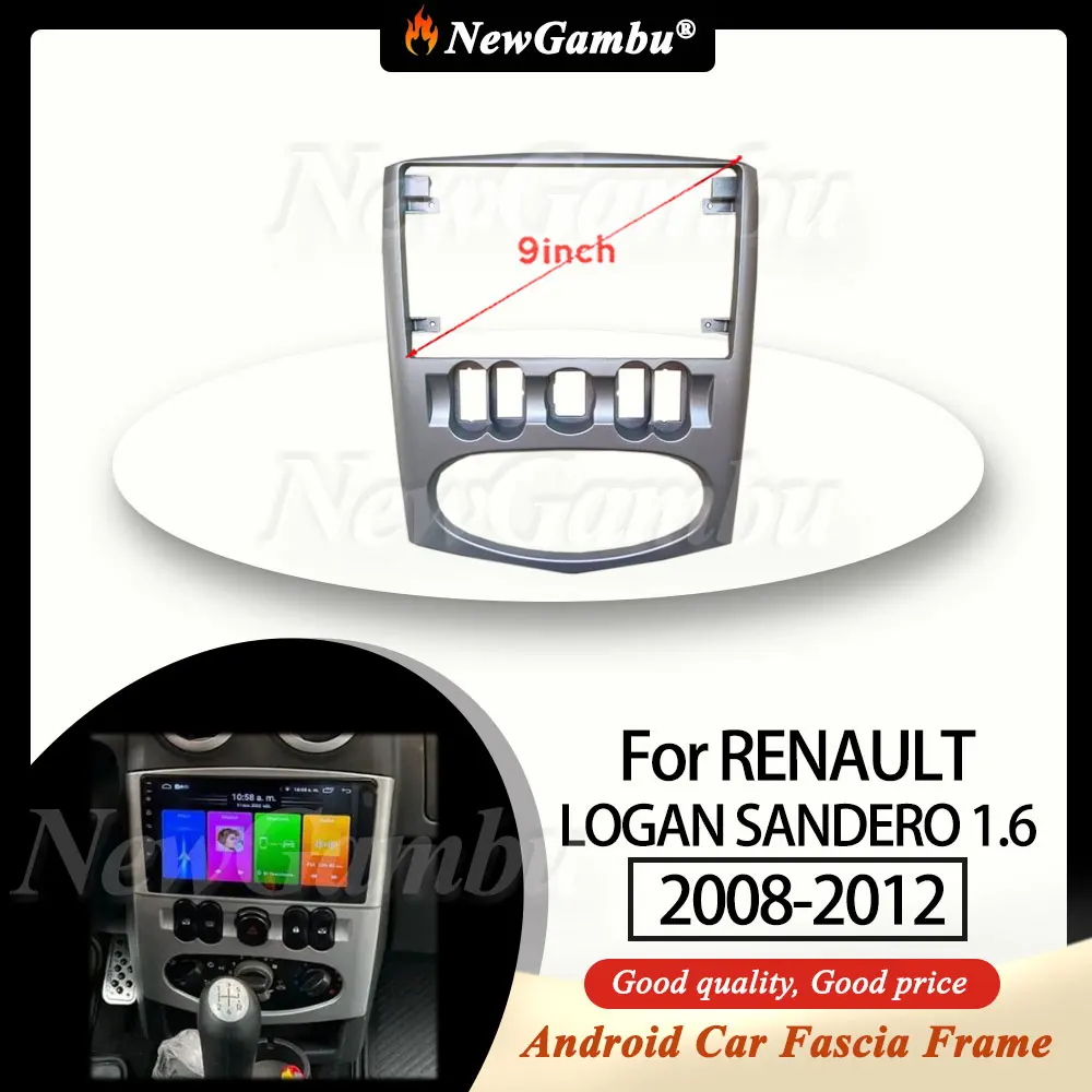 

9-дюймовая радиопанель NewGambu, подходящая для RENAULT LOGAN SANDERO 1,6 2008-2012, рамка Fascia, без кабеля, обшивка панели, звуковая рамка, крышка