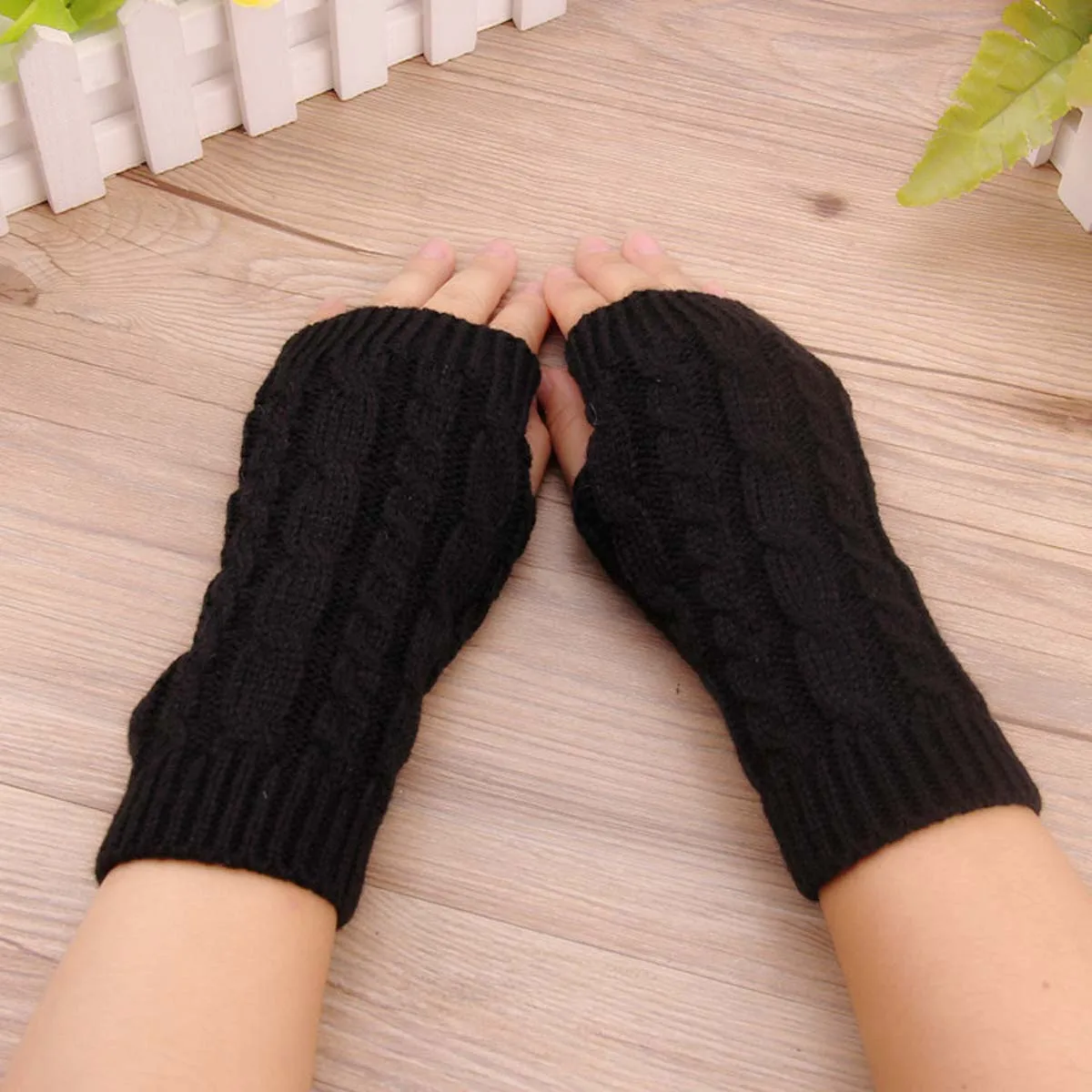 New Half Finger Gloves for Women Winter Soft Warm Wool Knitting Arm Gloves Soft Warm Mittens Handschoenen Unisex Couples Riding