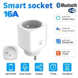 Smart Wi - Fi & Bluetooth Plug with Voice Control and Power Monitoring - Tuya App Enabled (FR plug - 1pcs)