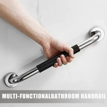 Bathroom Tub Toilet Handrail Grab Bar Stainless Steel Non-slip Rubber 300/400/500 mm Anti Slip Shower Safety Support Handle