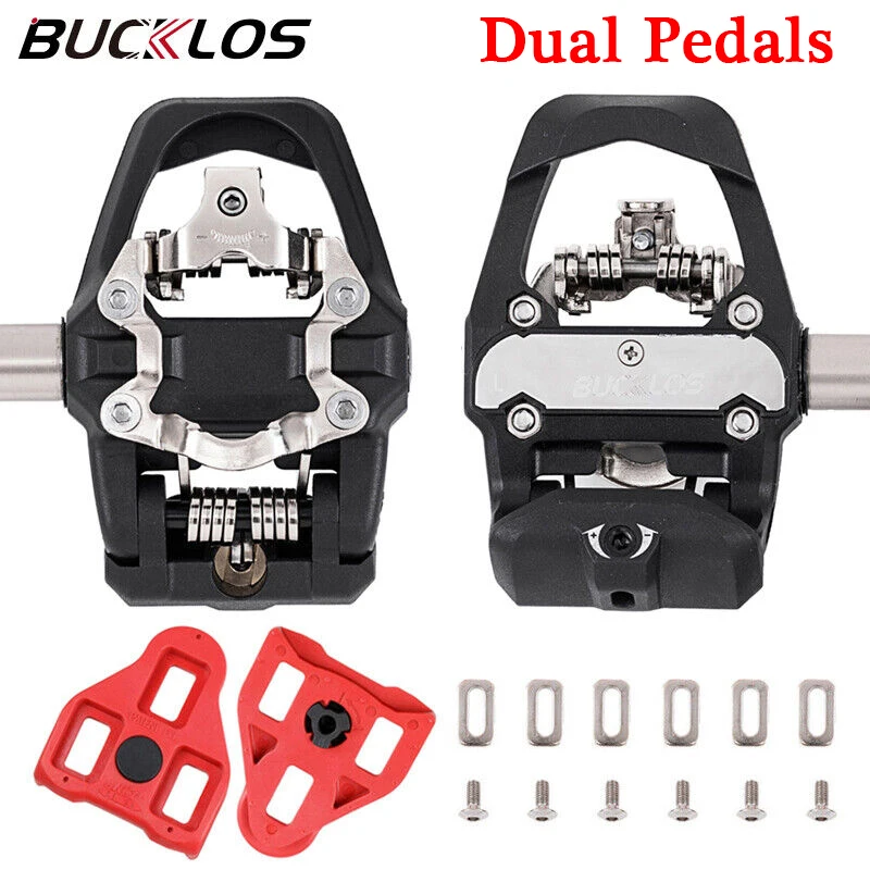 

BUCKLOS Bike Lock Pedals Dual Platform Pedals for Both SPD and Look Delta 9/16'' MTB Road Bike Pedals Compatible with Peloton