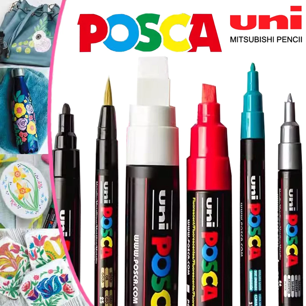 Pack 4 rotuladores POSCA 5M - Oro, plata, blanco y negro - Three