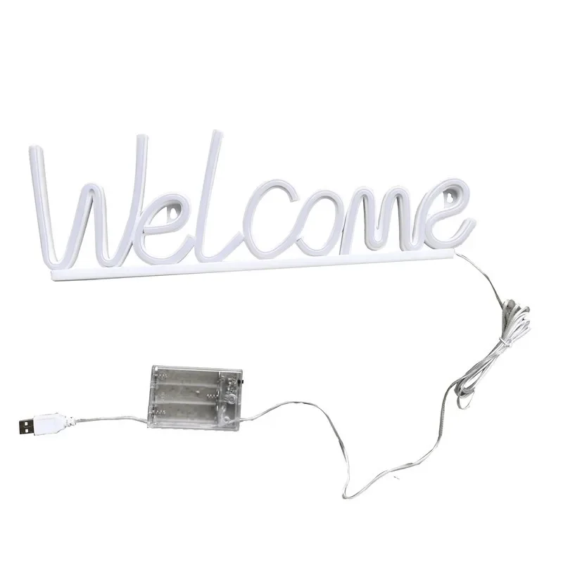Welcome Neon Sign Wall Art Sign Light Up Light for Restaurant Bar