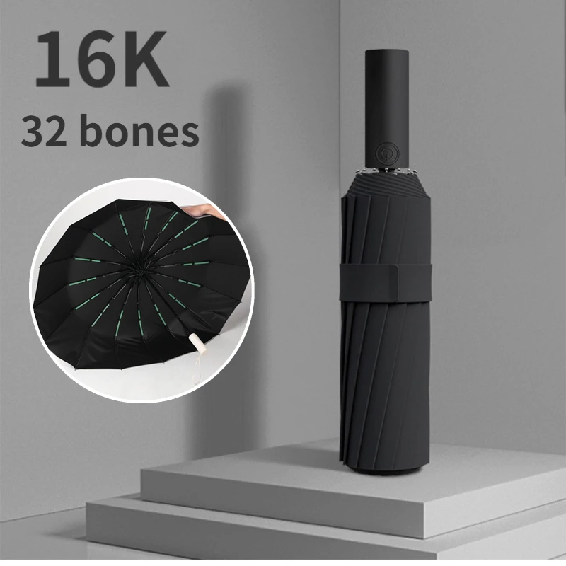 16KDoubleBonesLargeUmbrellaMenWomensWindproofUmbrellasFully