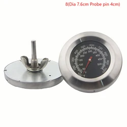 Stainless Steel BBQ Smoker Grill Thermometer - Wide Temperature Range Thermometer (8dia7.6cm pin4cm)