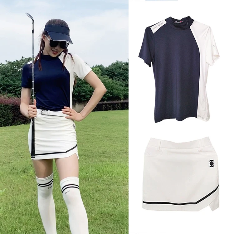 Women's Short Sleeves Golf T-Shirt, A-Line Culottes Jersey Suit, Outdoor Sports, Quick Drying, Summer, Fall, New, 2022