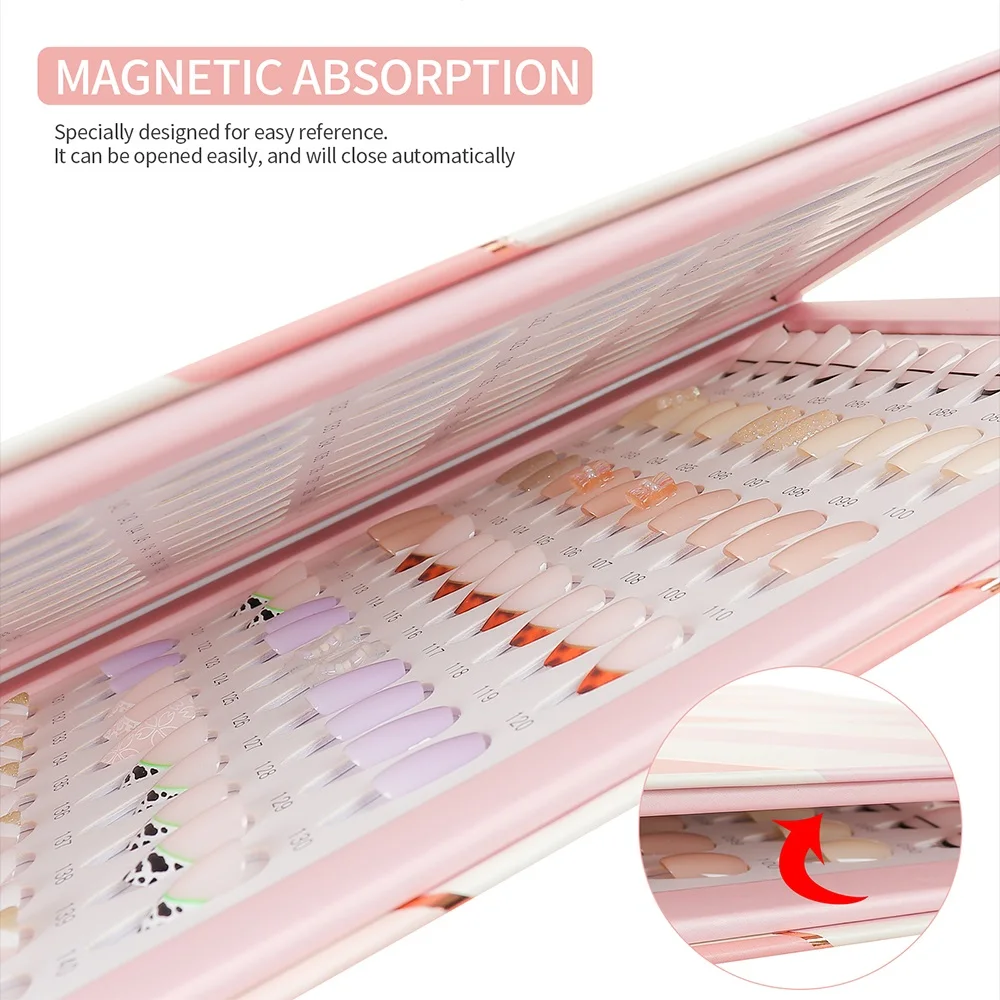 Colorful Fake Nails Display and Storage Book with Nail Art Tools - 160PCS