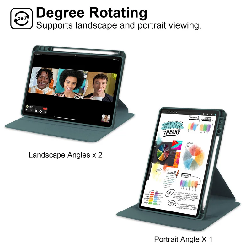 Versatile 360° Rotating Tablet Case with Pen Holder – Durable Acrylic Hard Shell