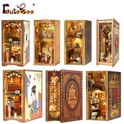 CUTEBEE DIY Book Nook DIY Miniature House Kit with Furniture and Light Eternal Bookstore Book Shelf Insert Kits Model for Adult