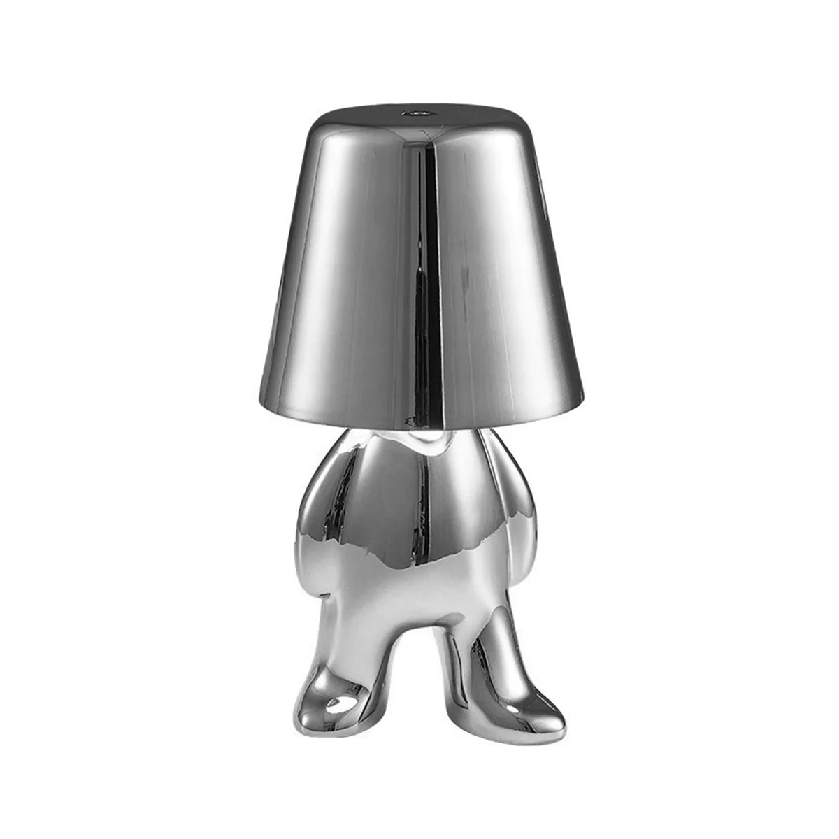 

Маленькая Настольная лампа для золотых людей, регулируемый сенсорный переключатель, искусственная ночь, Настольная декоративная лампа для чтения для спальни, серебристая