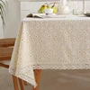 Beige Daisy Lace Tassels Cotton Tablecloth Rectangle Table Cover for Tea Table Decorations Kitchen Living Room Wedding Party Use 1