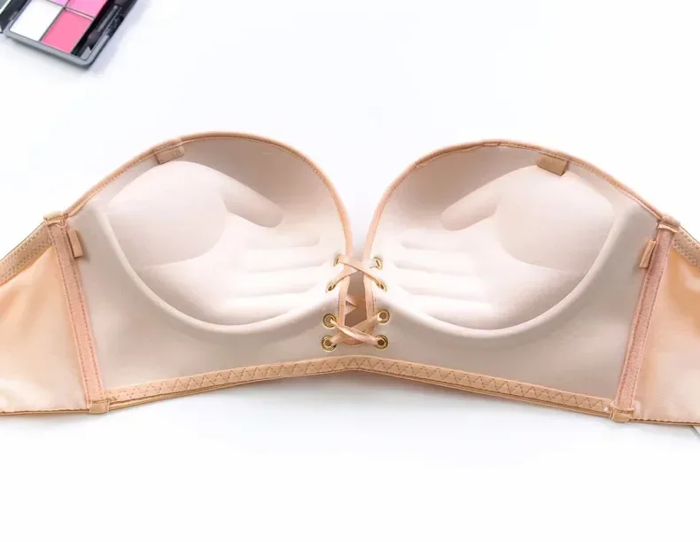 Strapless Push-Up Bralette - Non-Slip Invisible Lace Bra for Brides 11